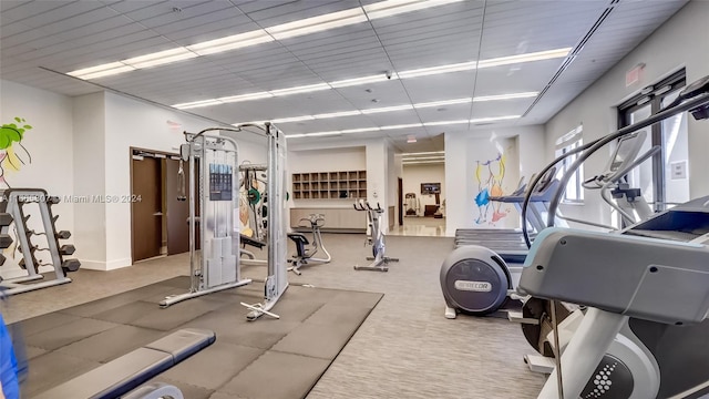 gym featuring carpet flooring