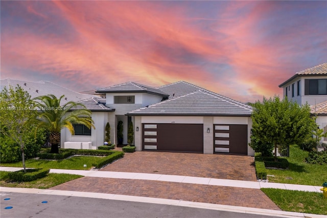 view of front of house with a garage