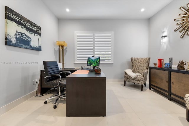 office with light tile patterned flooring