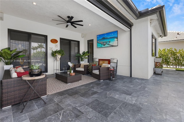 view of patio / terrace with outdoor lounge area and ceiling fan