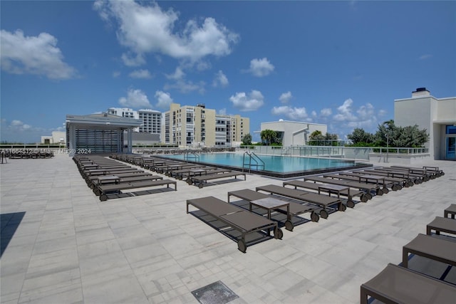 view of pool featuring a patio area