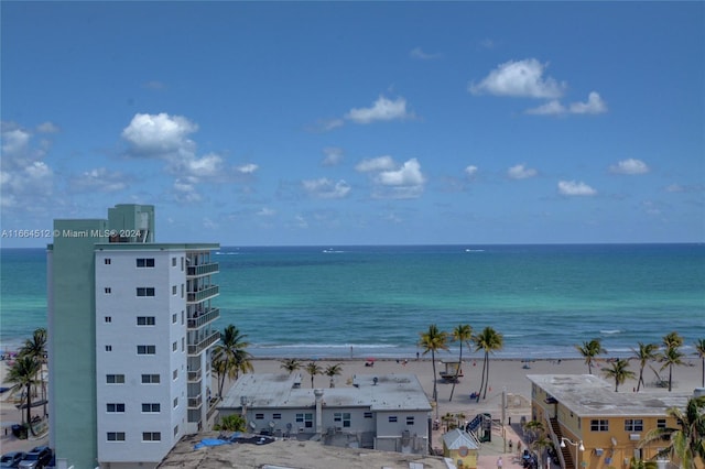 view of water feature featuring a view of the beach