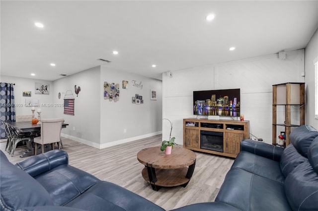 living room featuring light hardwood / wood-style flooring