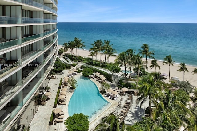 water view with a view of the beach