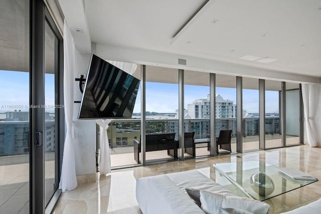 living room featuring floor to ceiling windows and a wealth of natural light