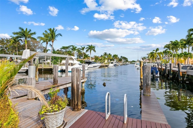 view of dock featuring a water view