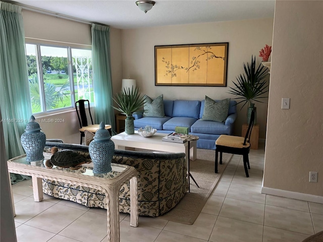 view of tiled living room