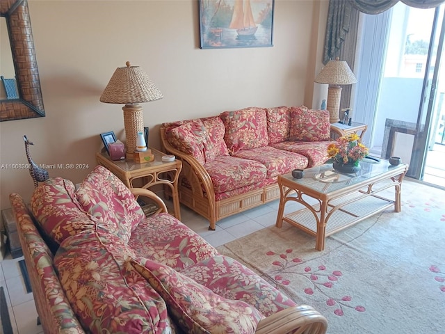 view of tiled living room