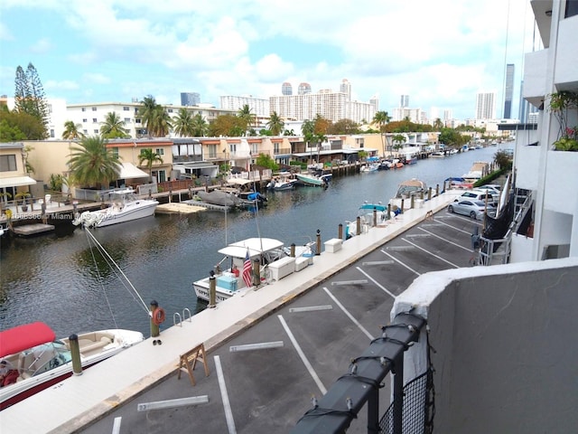 water view with a boat dock