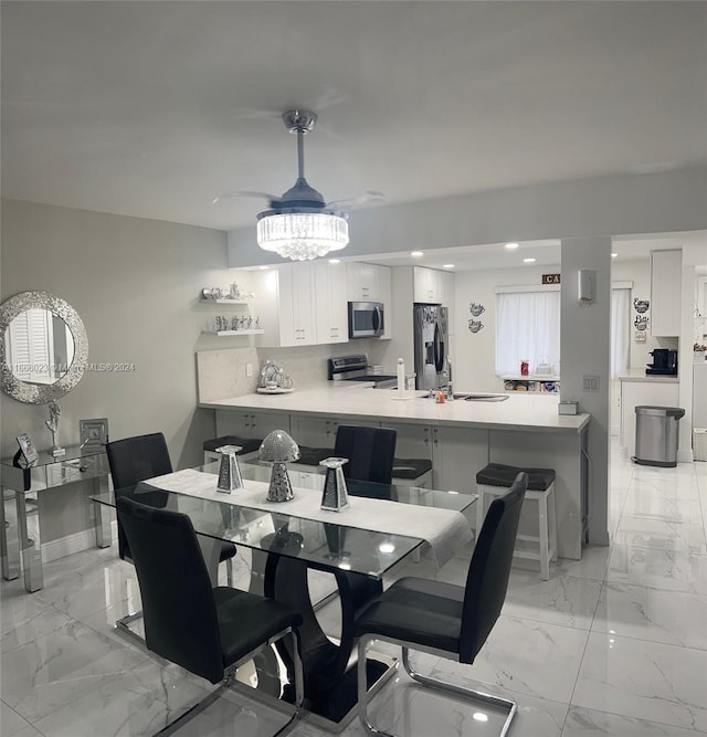 dining area with sink