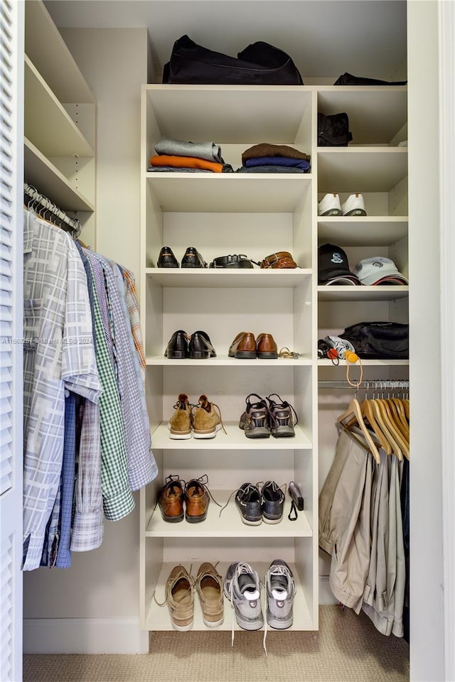 spacious closet with carpet flooring