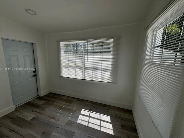 unfurnished room with hardwood / wood-style flooring and a healthy amount of sunlight