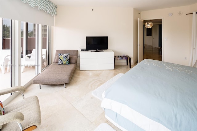 bedroom featuring light tile patterned floors