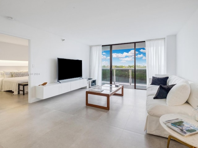 living room with expansive windows