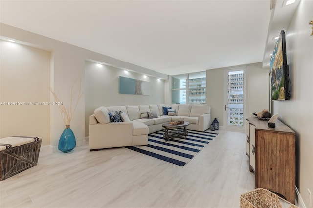 living room featuring light hardwood / wood-style flooring