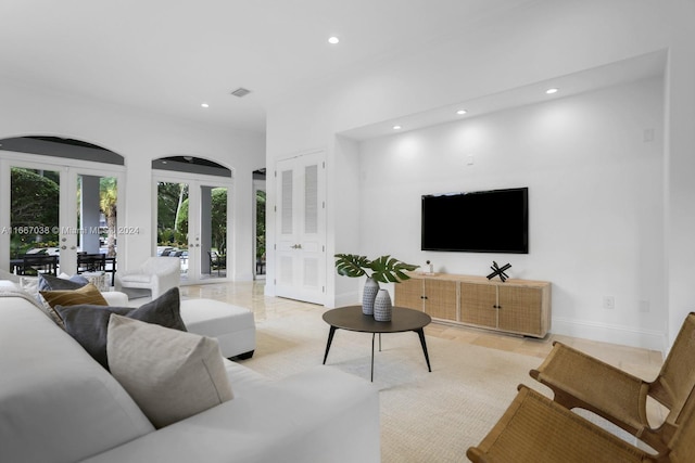 living room with french doors