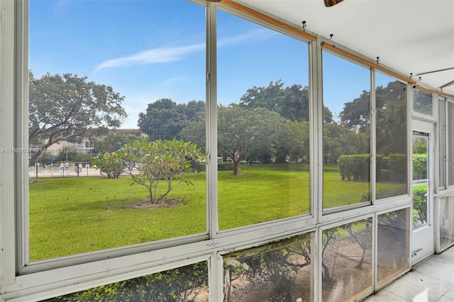 view of unfurnished sunroom