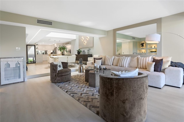 living room featuring wood-type flooring