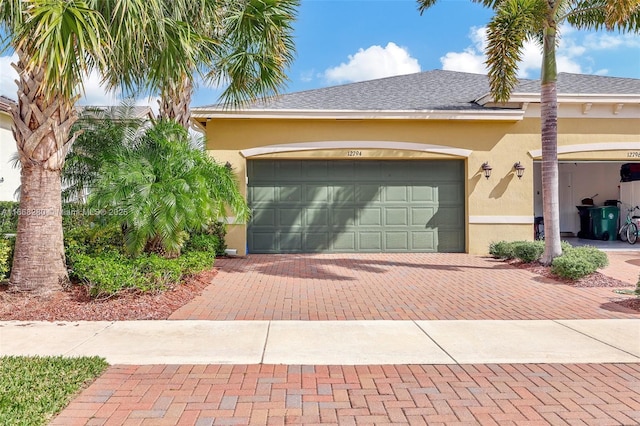 exterior space featuring a garage