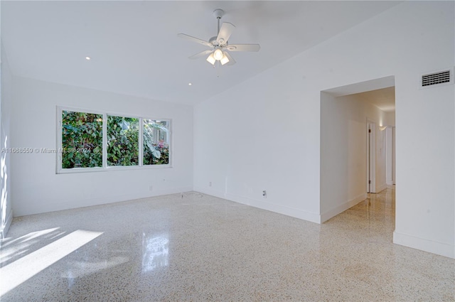 unfurnished room with ceiling fan