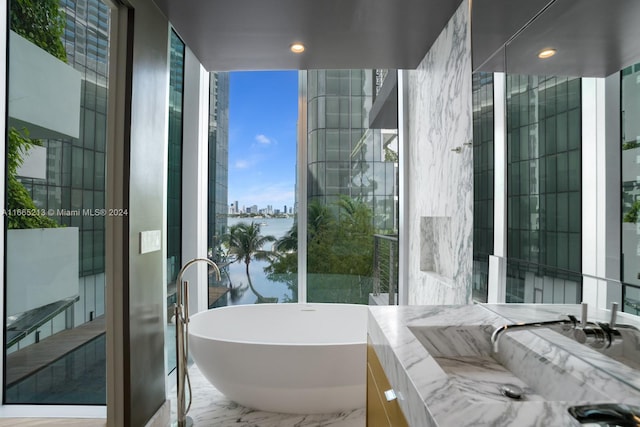 bathroom featuring a washtub