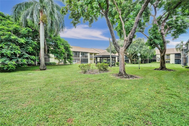 view of yard with a sunroom