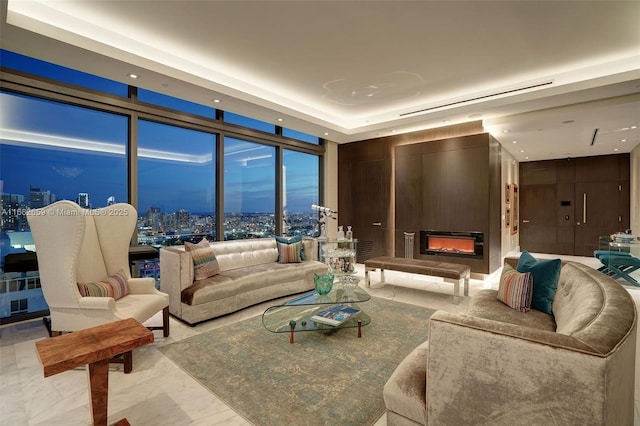 home theater room featuring a fireplace