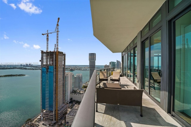 balcony with a water view