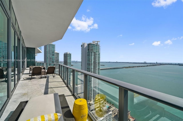 balcony with a water view