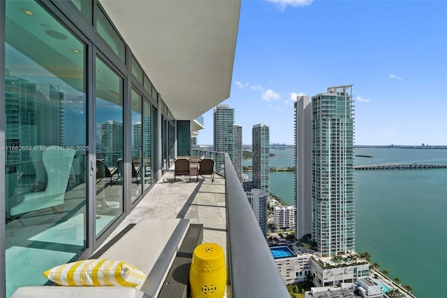 balcony with a water view