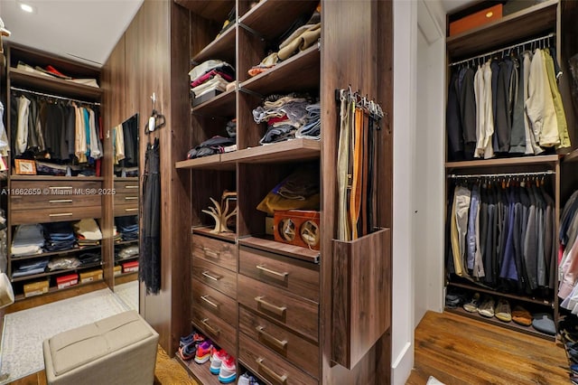 spacious closet featuring hardwood / wood-style floors