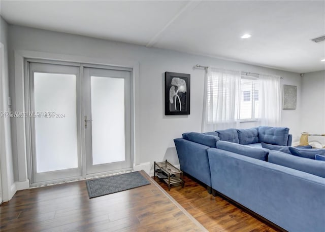 living room featuring hardwood / wood-style flooring