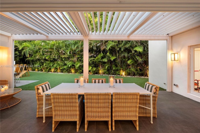 view of patio / terrace with outdoor dining area and a pergola