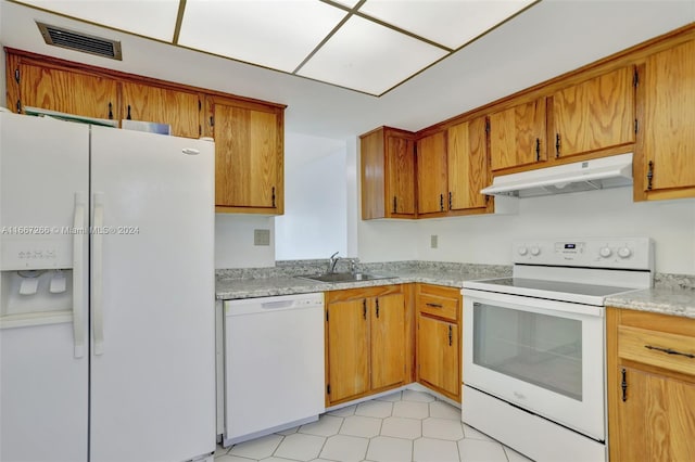 kitchen featuring sink and white appliances