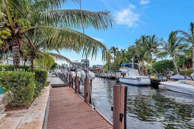 view of dock featuring a water view