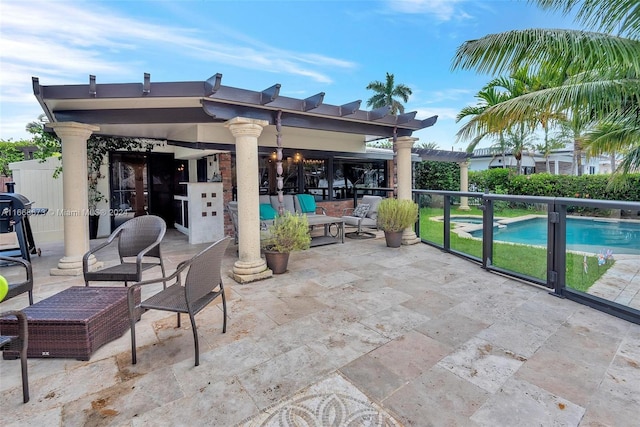 view of patio with a pergola