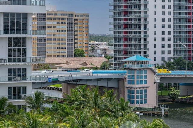 property's view of city with a water view