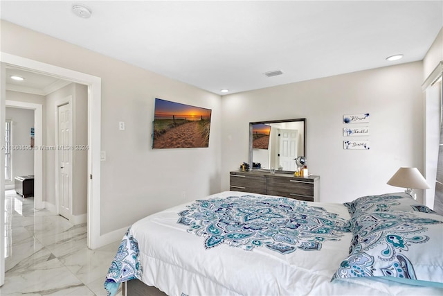 bedroom featuring ornamental molding