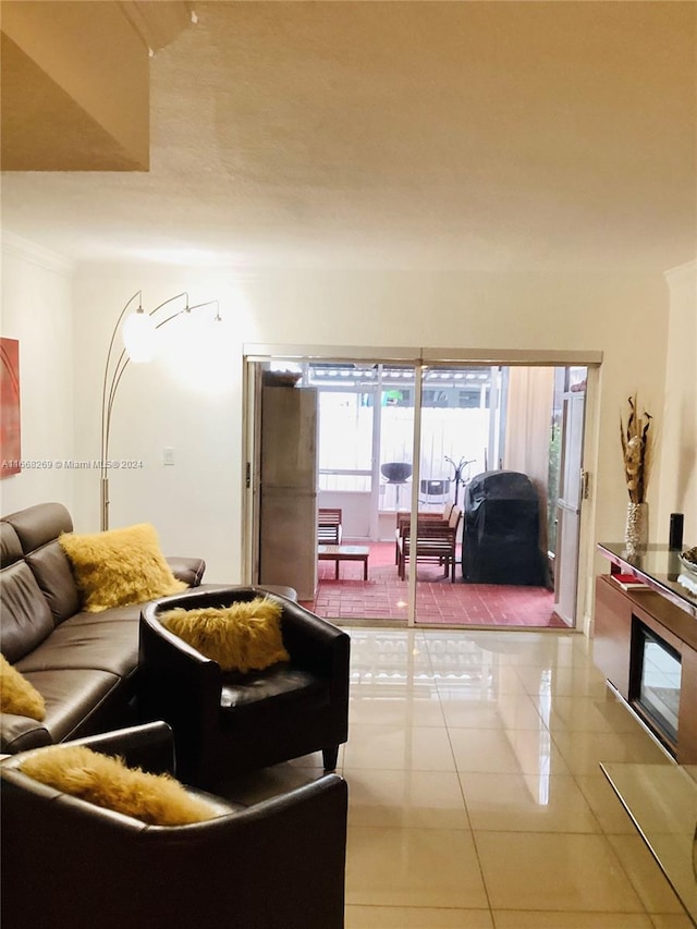 view of tiled living room