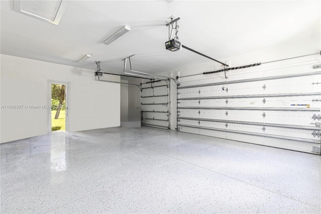 garage with a garage door opener