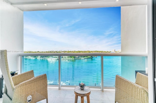 balcony with a water view