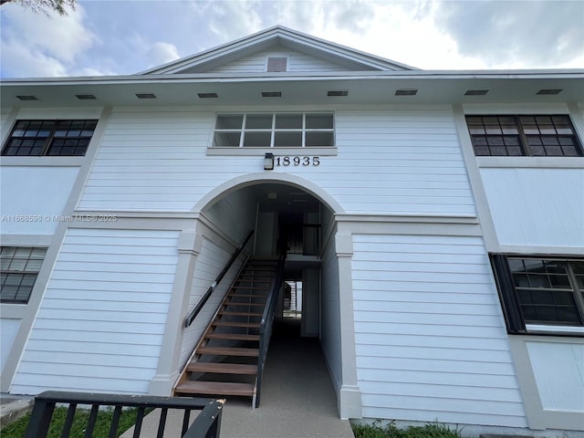 exterior space featuring stairway