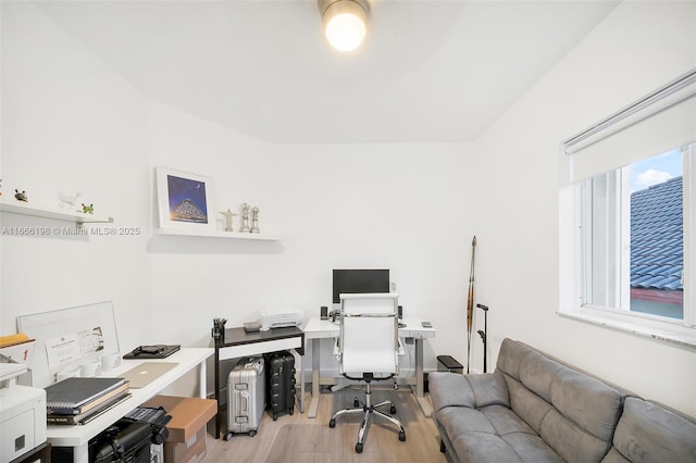 office featuring light wood-style flooring