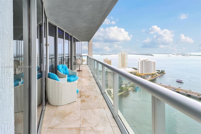 balcony with a water view