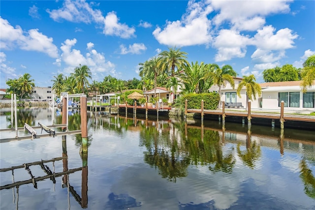 dock area featuring a water view