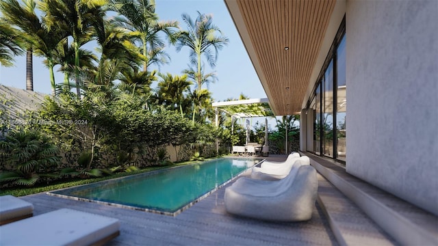 view of swimming pool with a patio area