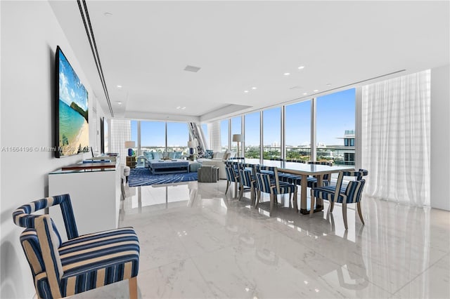 dining room with expansive windows