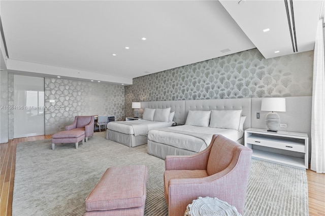 bedroom featuring light hardwood / wood-style floors