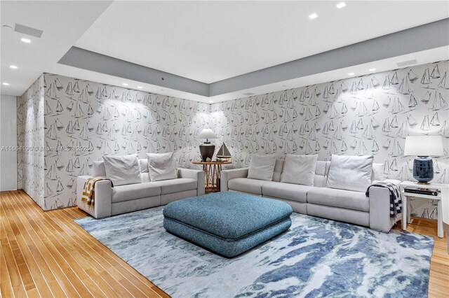 living room with wood-type flooring