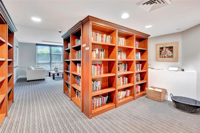 living area featuring carpet floors